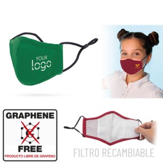 Mascarilla reutilizable con filtro publicitaria